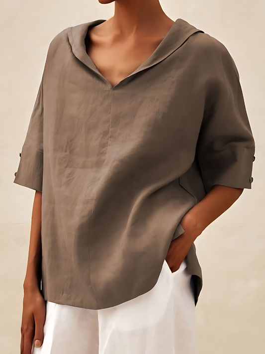 Margot - V-Neck Casual Linen Shirt