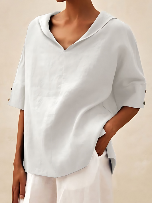 Margot - V-Neck Casual Linen Shirt