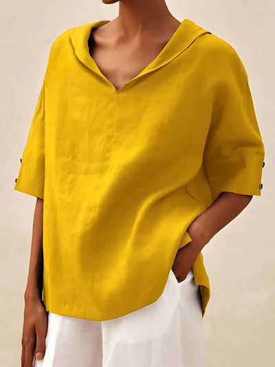 Margot - V-Neck Casual Linen Shirt