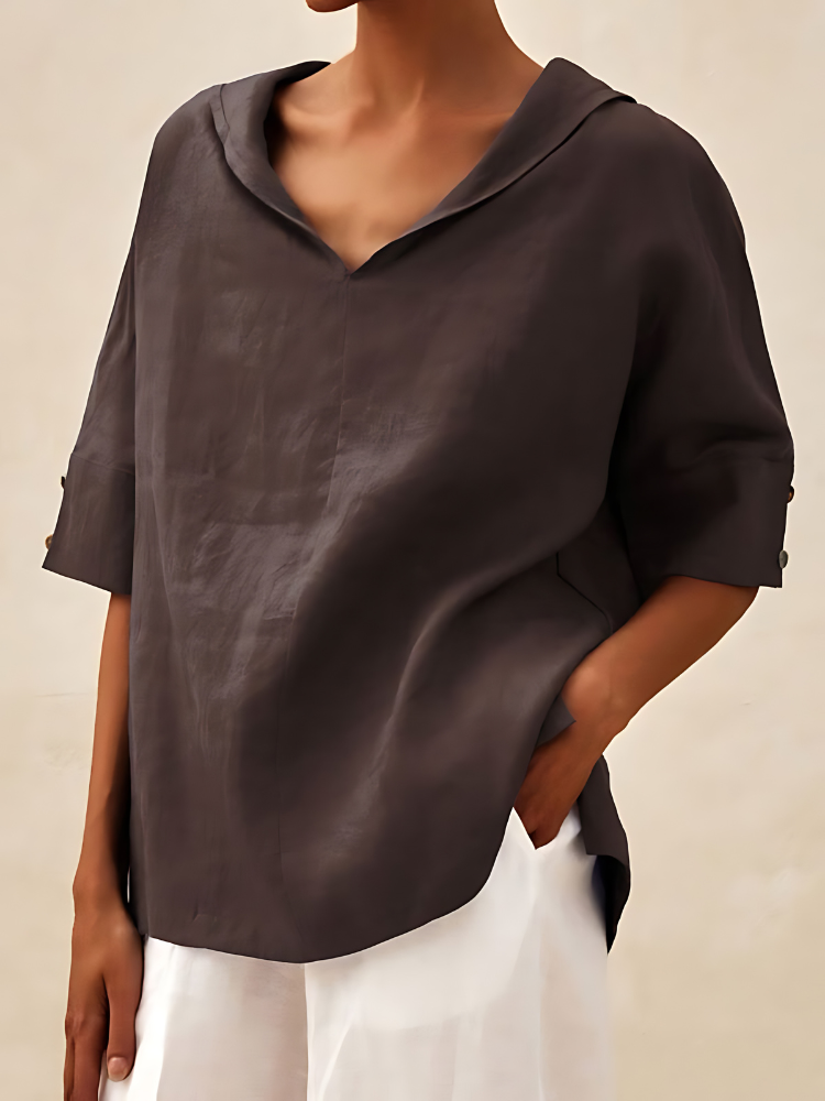 Margot - V-Neck Casual Linen Shirt