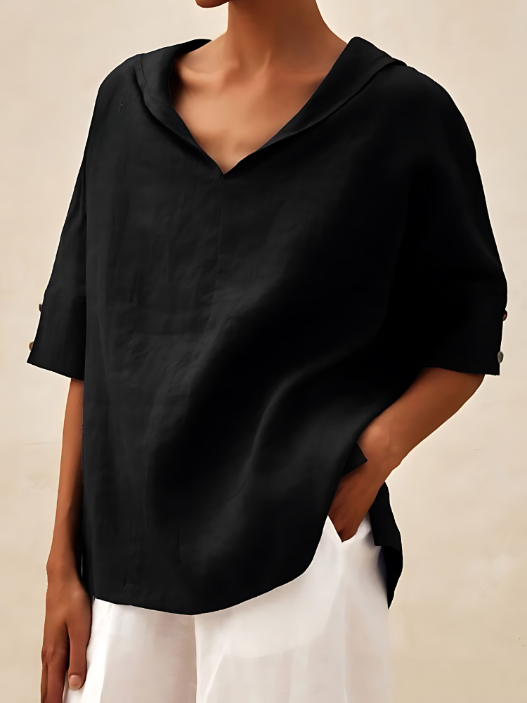 Margot - V-Neck Casual Linen Shirt