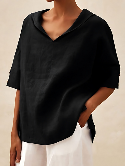 Margot - V-Neck Casual Linen Shirt