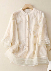 Eloise | Embroidered Cotton-Linen Blouse