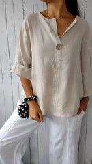 Aisha™ - V-neck Mid-Sleeve Shirt