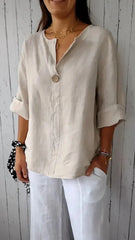 Aisha™ - V-neck Mid-Sleeve Shirt