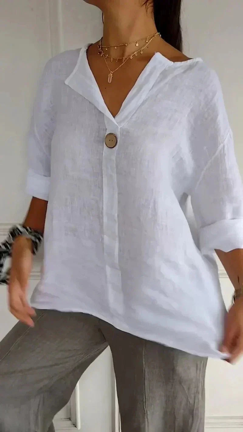 Aisha™ - V-neck Mid-Sleeve Shirt