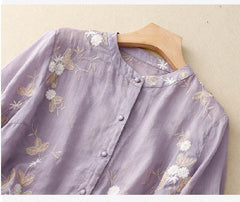 Eloise | Embroidered Cotton-Linen Blouse